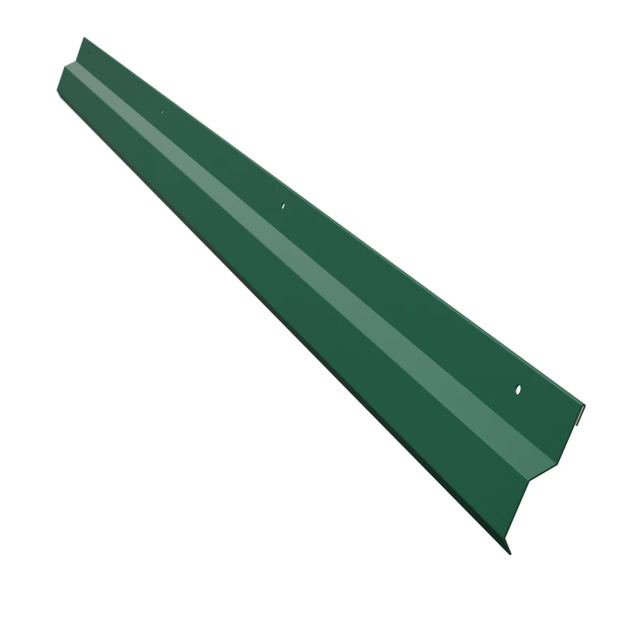 Cubrebabeta de chapa verde inglés: la tira completa, vista desde la punta