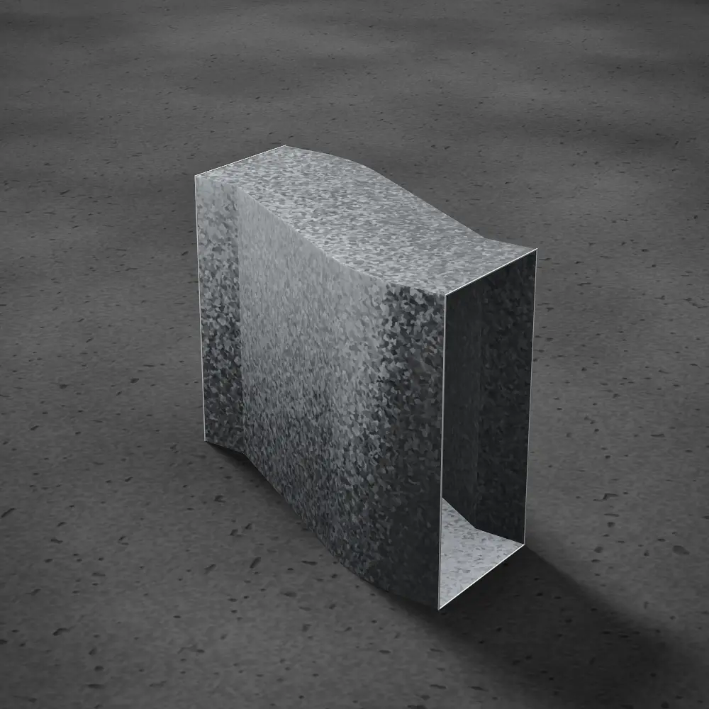 Desvío de frente rectangular de chapa galvanizada, liso