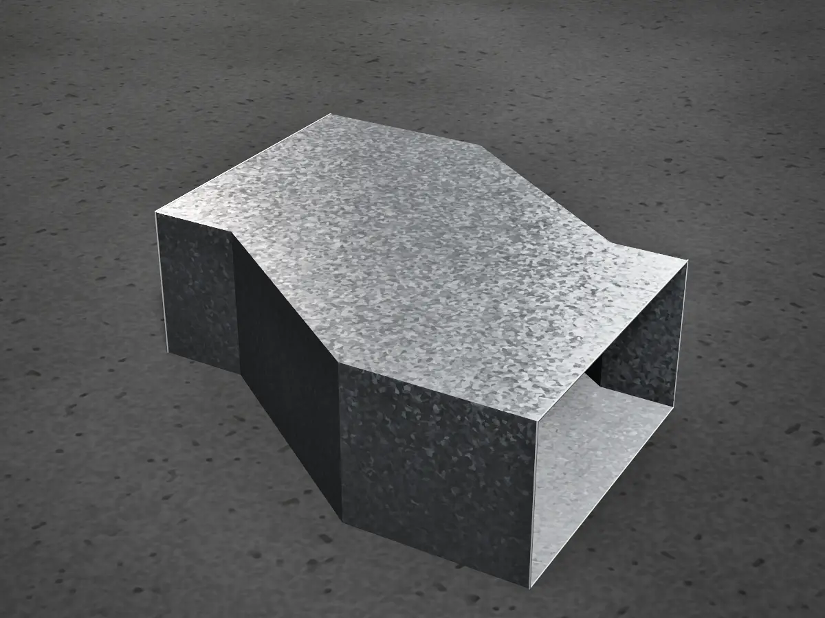 Desvío lateral rectangular de chapa galvanizada, liso