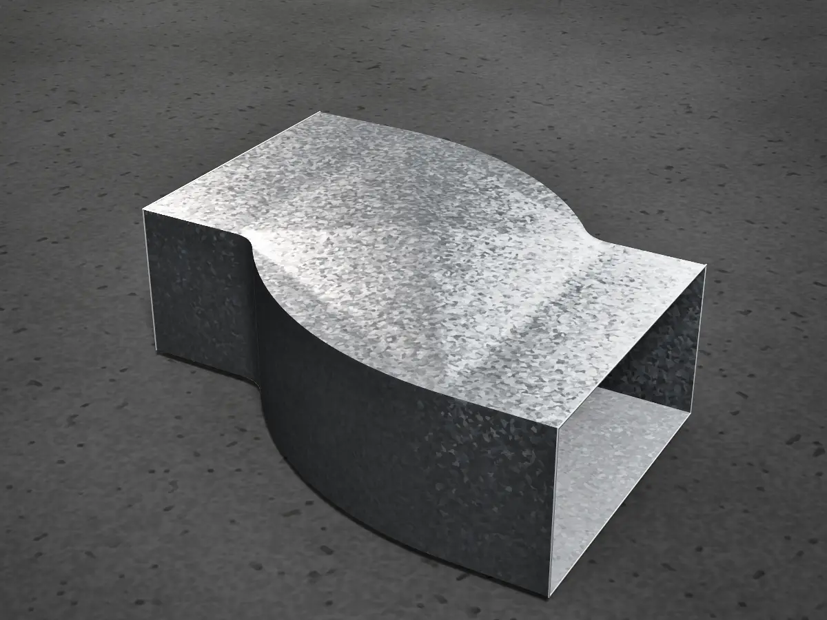 Desvío lateral curvo de chapa galvanizada con punta diamante