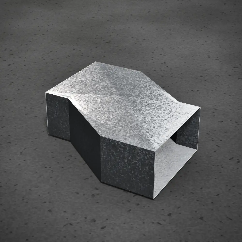 Desvío lateral de chapa galvanizada con punta diamante