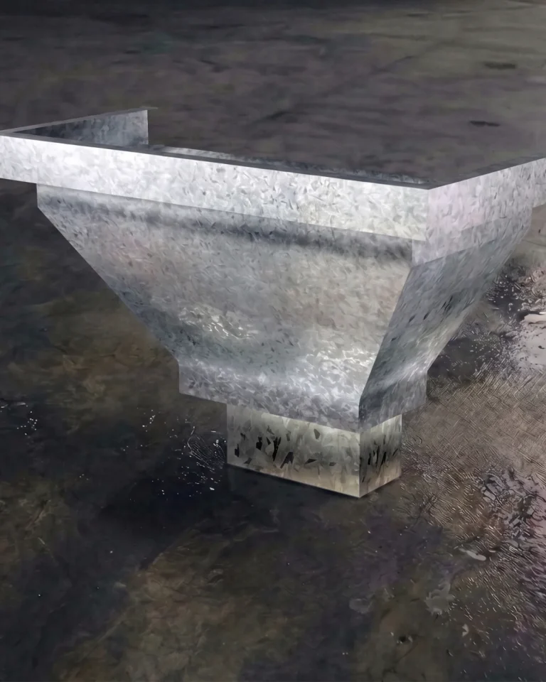 Embudo colector de chapa galvanizada con gotas de lluvia