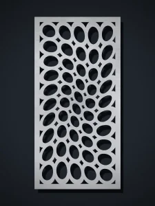 Panel decorativo de chapa G11 Óvalos en Torsión, cortado con láser