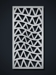 Panel decorativo de chapa G9 Ondas Triángulos, cortado con láser