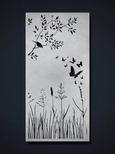 Panel decorativo de chapa N1 Primavera Silvestre, cortado con láser