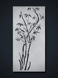 Panel decorativo de chapa N3 Árbol Bambú, cortado con láser