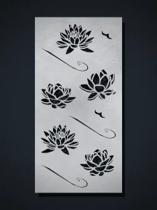 Panel decorativo de chapa O10 Flor Loto Zig Zag, cortado con láser