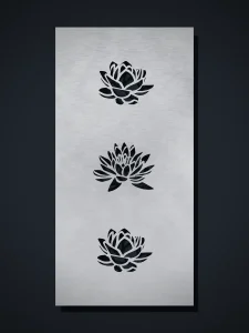 Panel decorativo de chapa O11 Flor Loto, cortado con láser