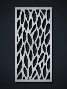 Panel decorativo de chapa O6 Hojas Frondosas, cortado con láser