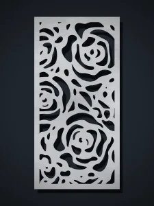 Panel decorativo de chapa O7 Rosas, cortado con láser