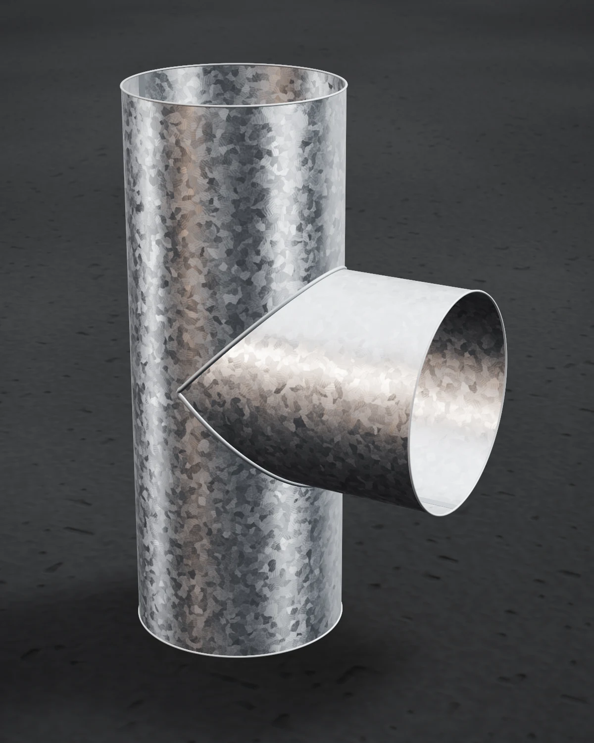 T a 90° circular de chapa galvanizada