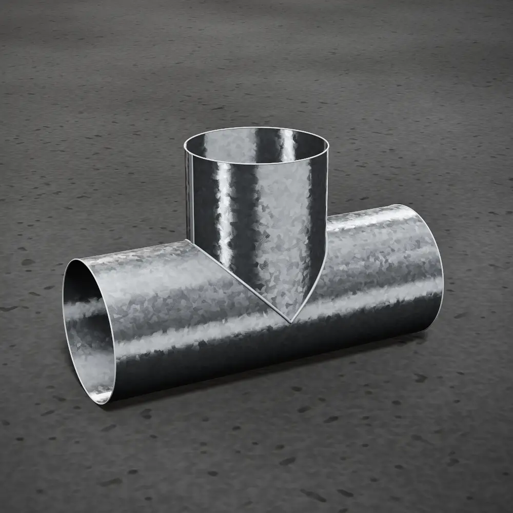 T a 90° circular de chapa galvanizada