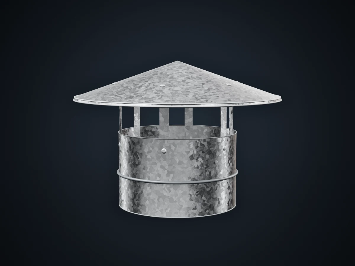 Sombrero chino de chapa galvanizada: cuello, patas y cono