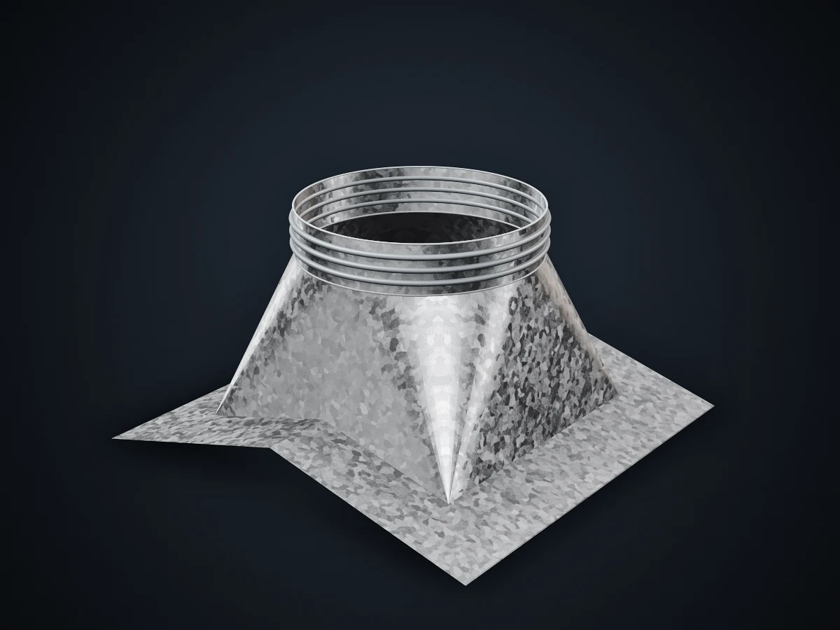 Base a dos aguas para sombrero eólico, de chapa galvanizada