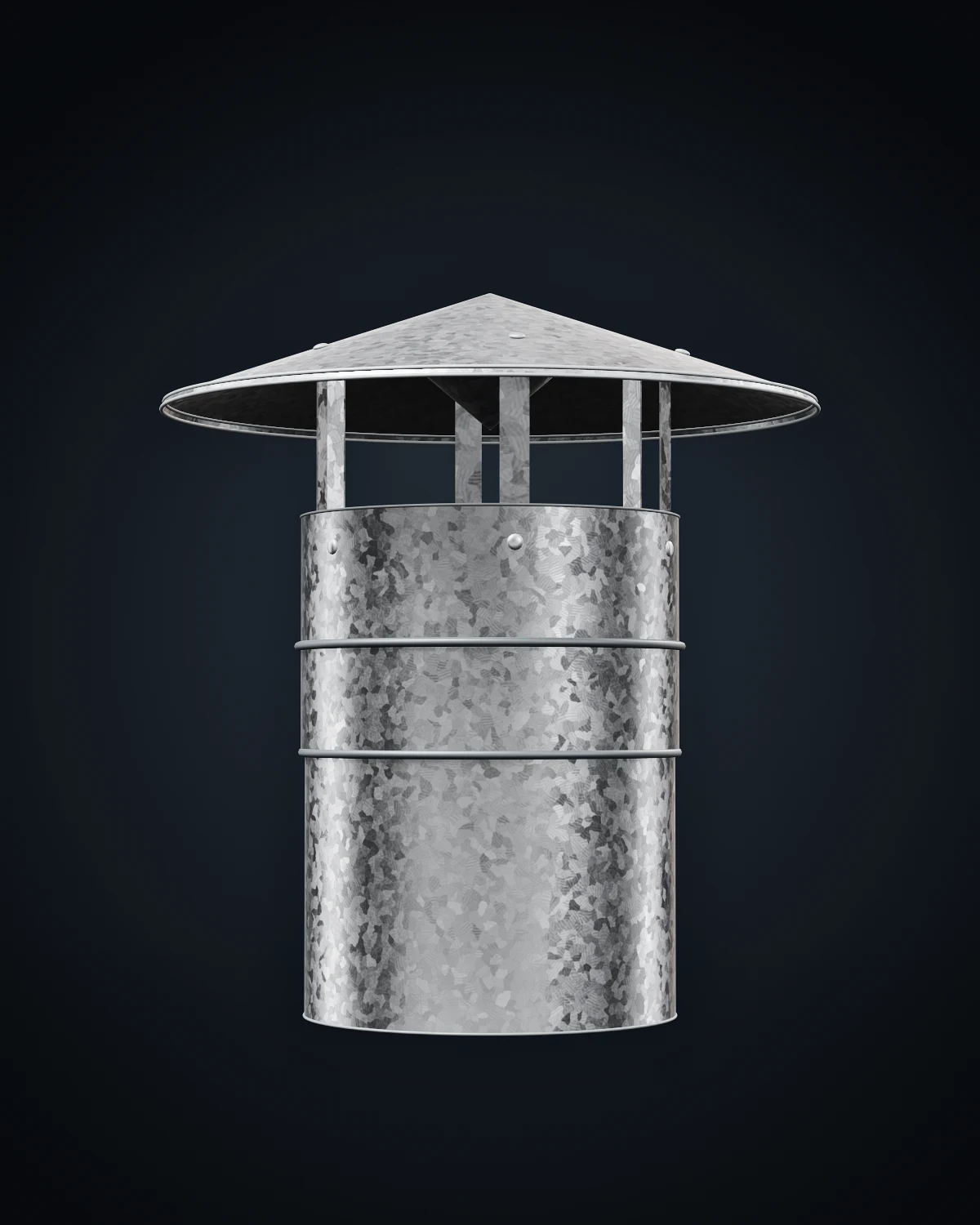 Sombrero chino con contracono de chapa galvanizada sobre un caño