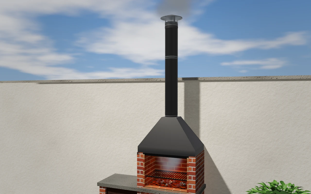 Tiraje de chapa negra con sombrero en una parrilla al aire libre